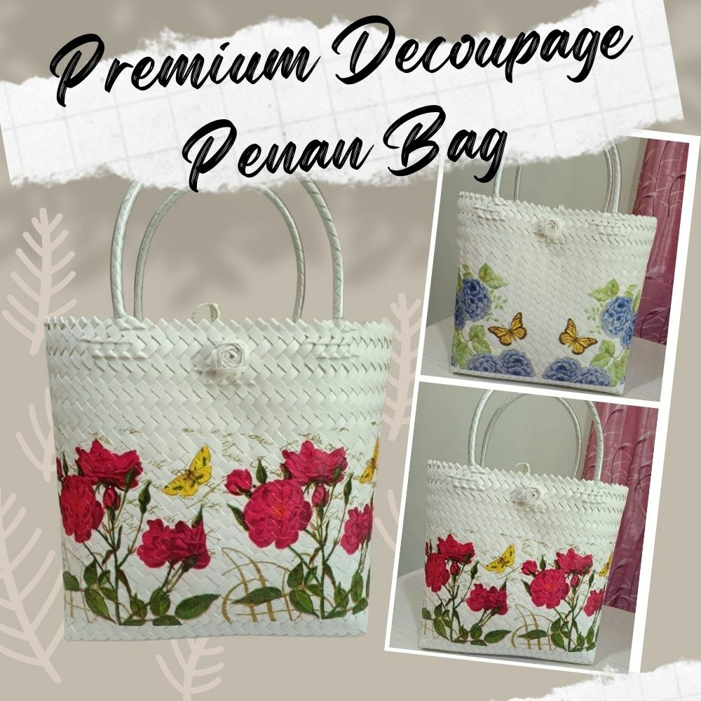 Premium Decoupage Penan Handmade Tote Bag Size M (10 inch)
