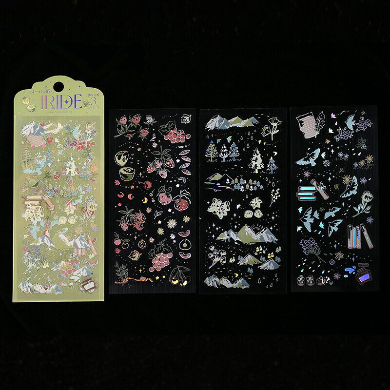 自然 IRIDE系列 3入箔押PET貼紙｜日本 BGM