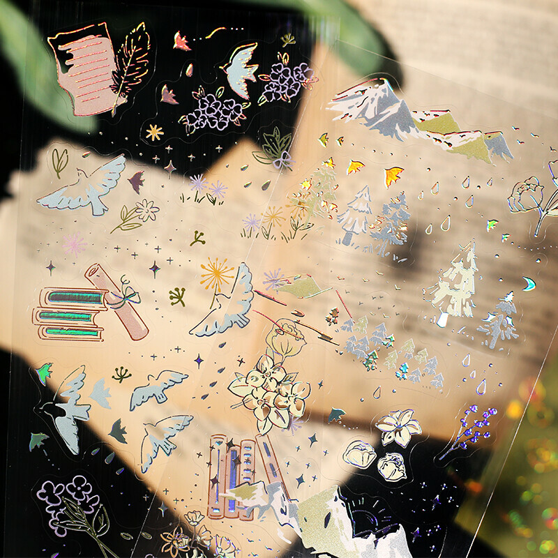 自然 IRIDE系列 3入箔押PET貼紙｜日本 BGM