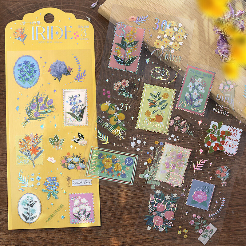 郵局 IRIDE系列 3入箔押PET貼紙｜日本 BGM