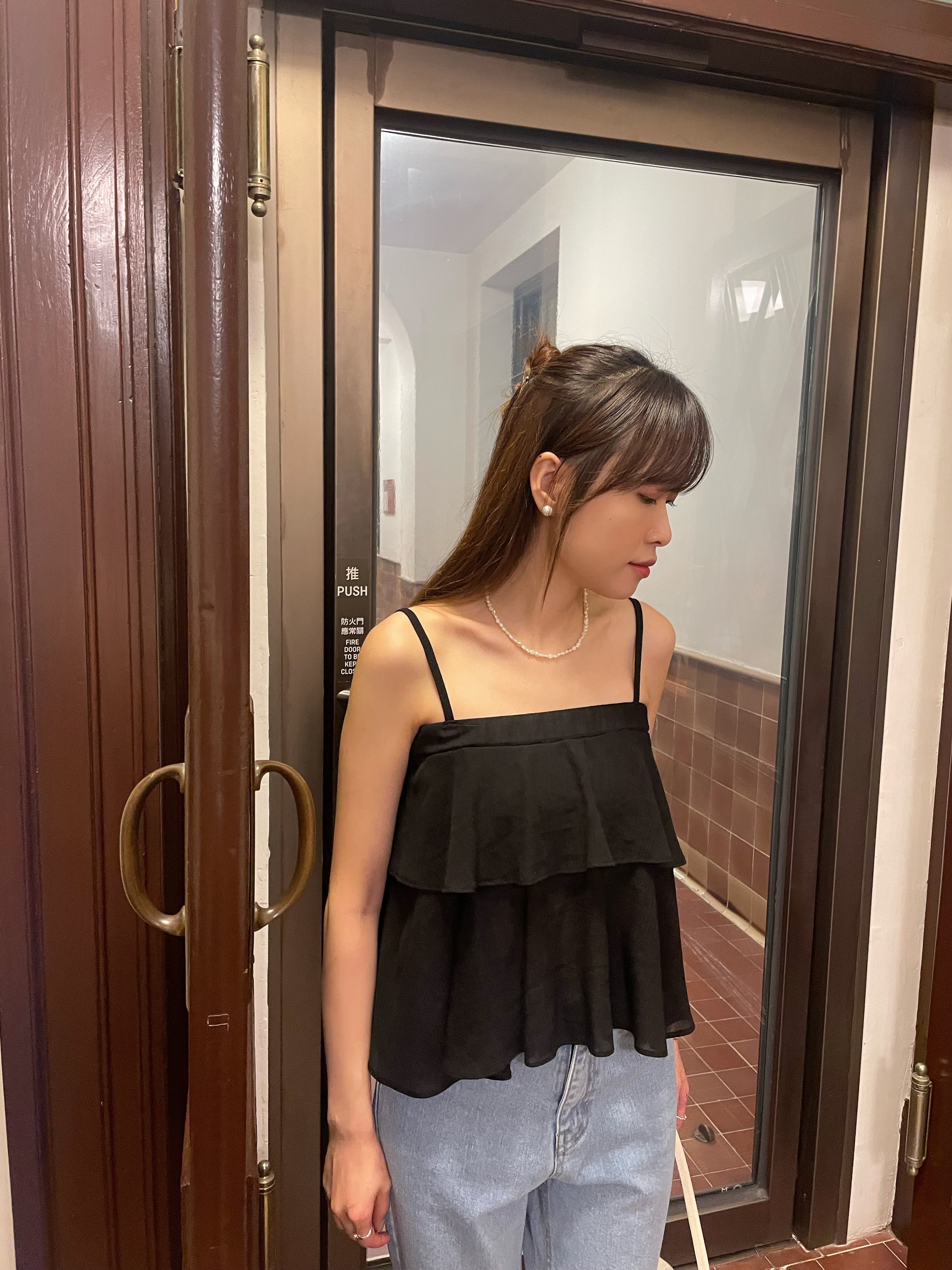 自然飄逸 ，兩層蛋糕幼肩吊帶 (2色)