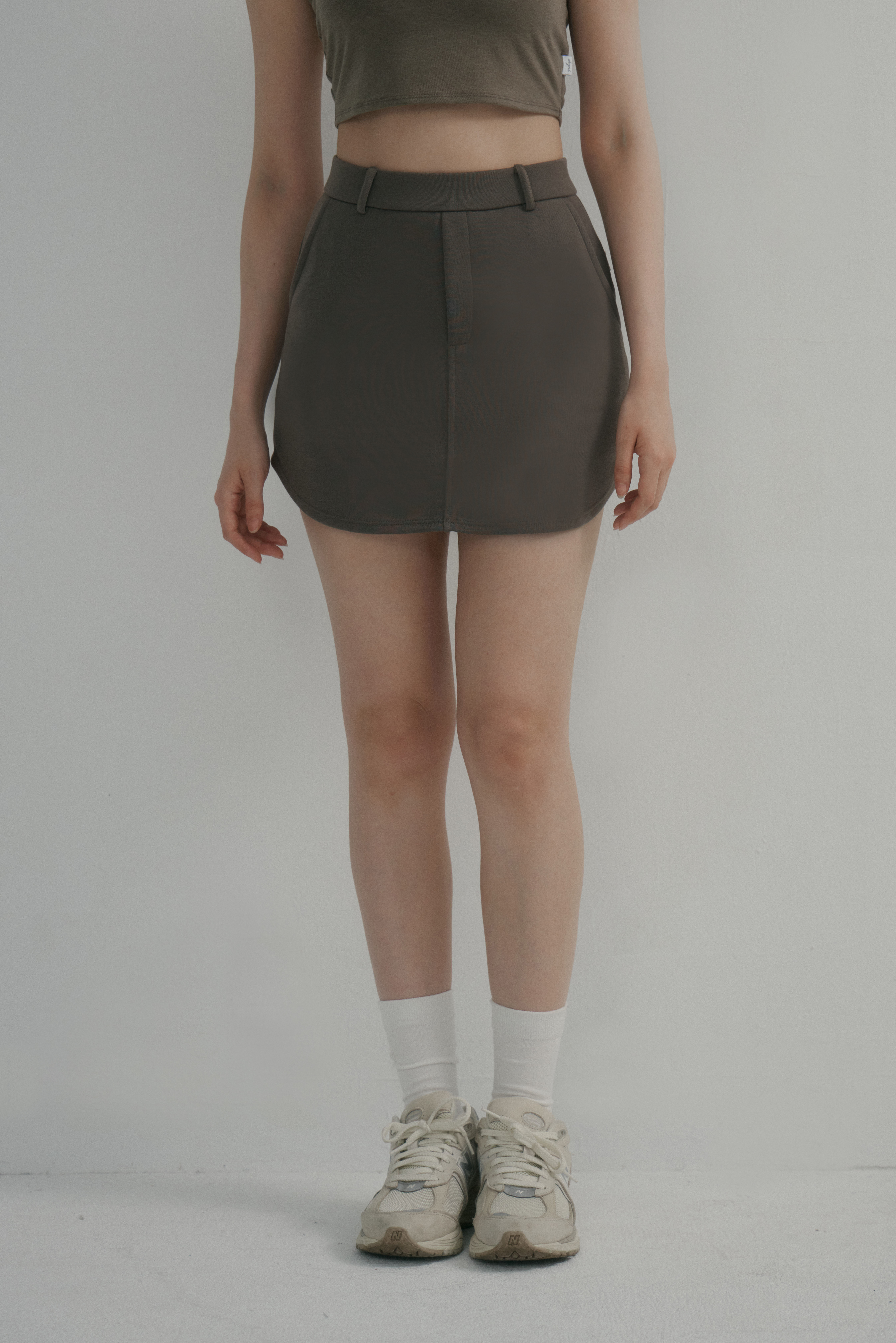 歐美西裝A字褲裙- 咖啡