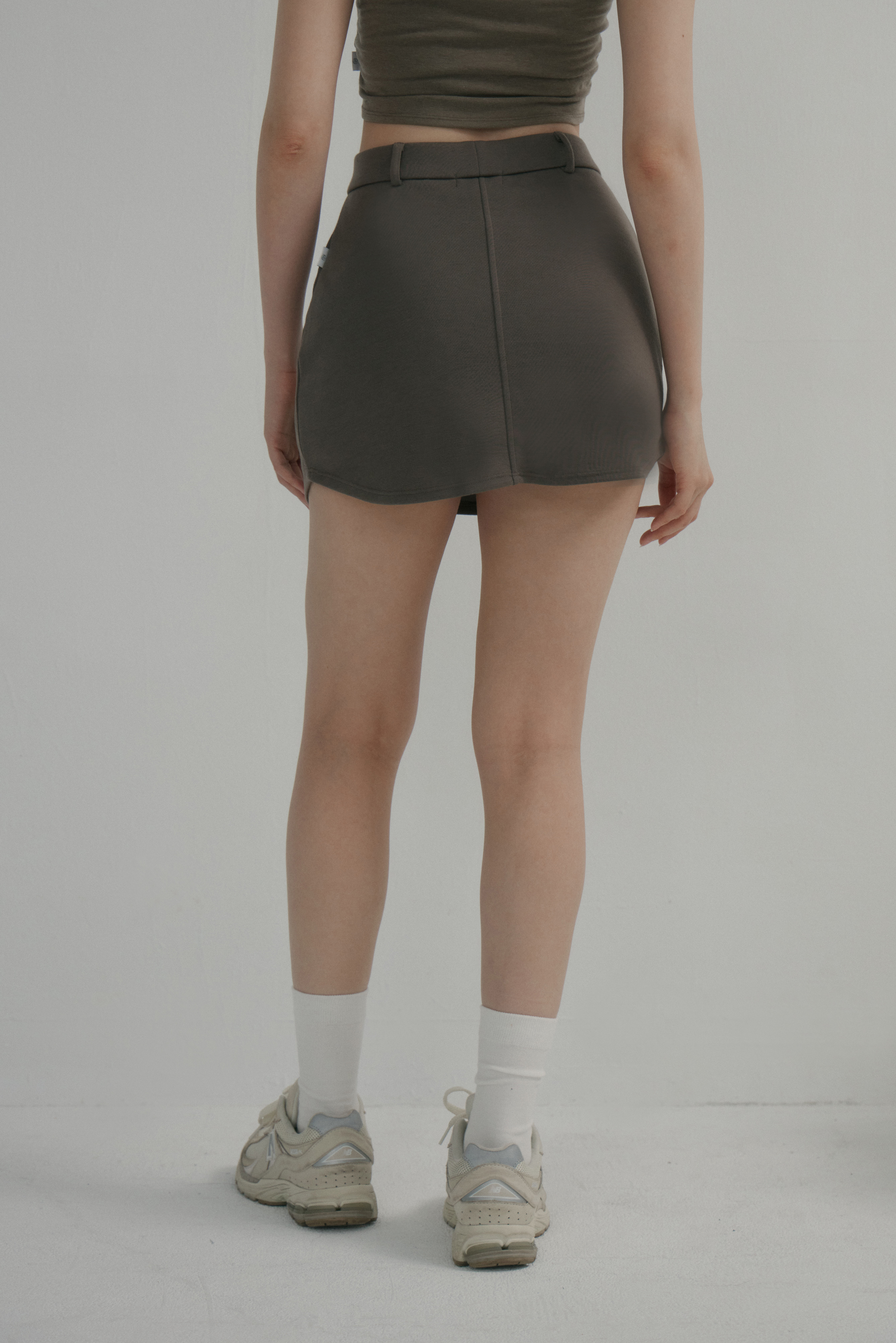 歐美西裝A字褲裙- 咖啡