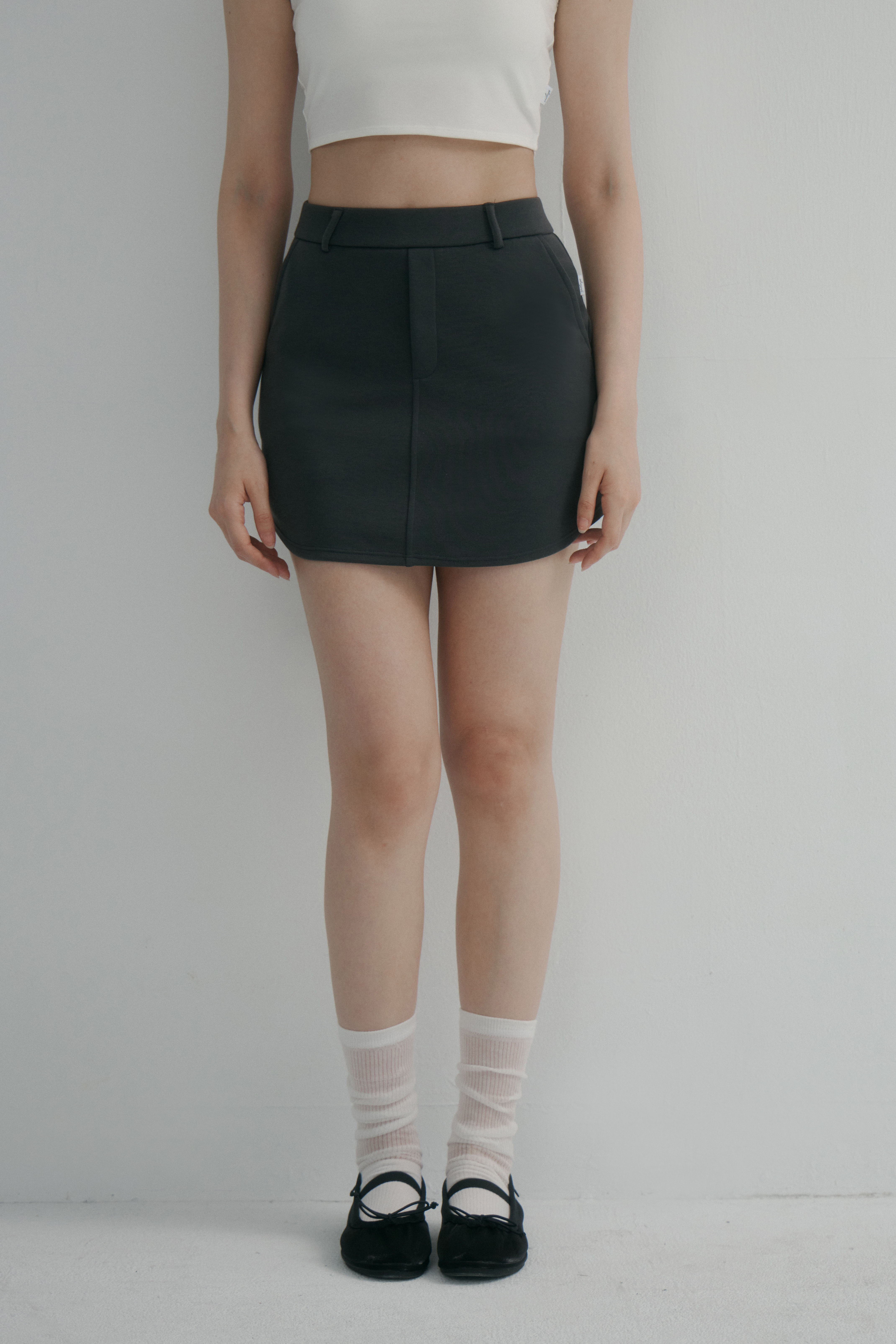 歐美西裝A字褲裙- 鐵灰