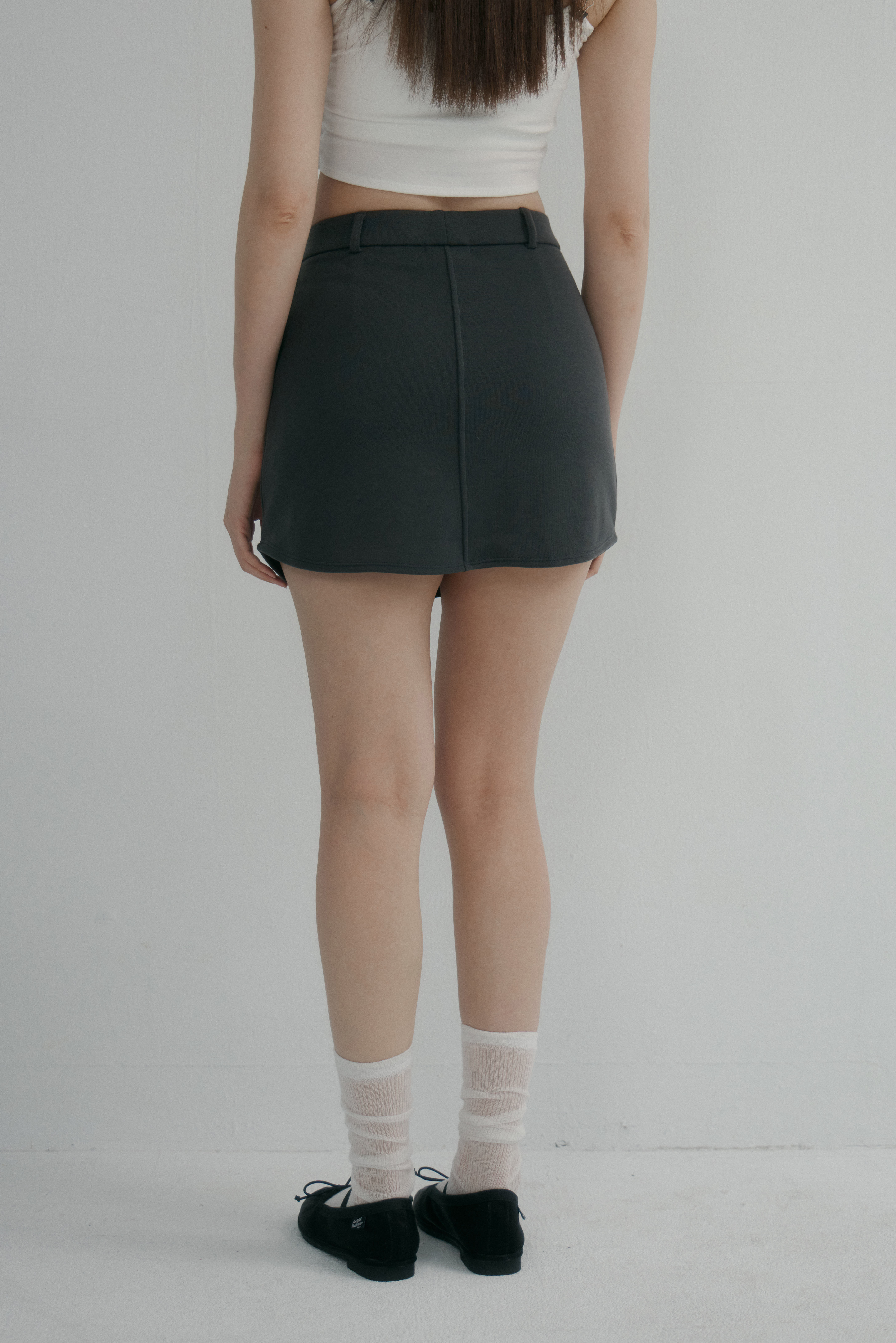 歐美西裝A字褲裙- 鐵灰