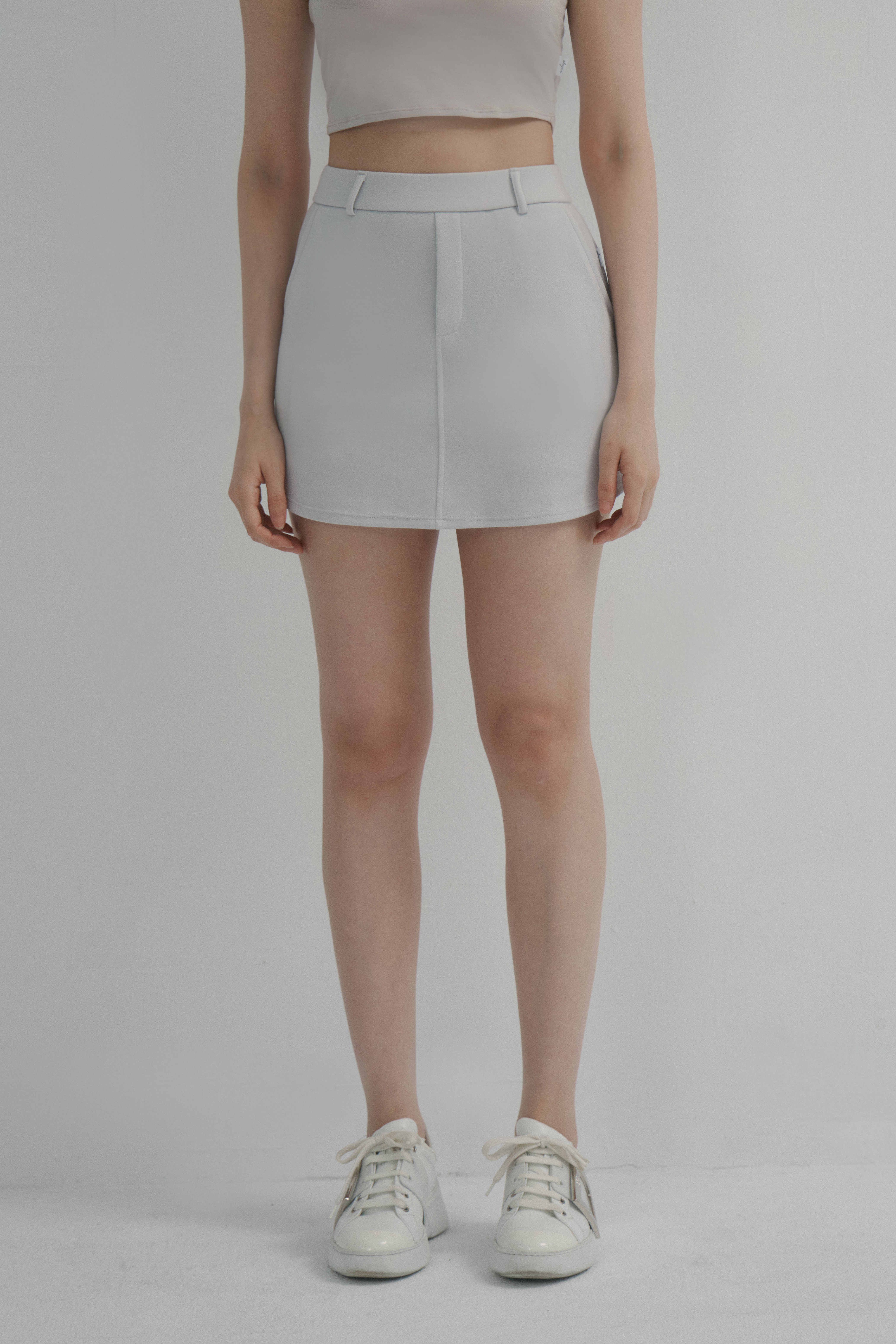 歐美西裝A字褲裙- 淺灰