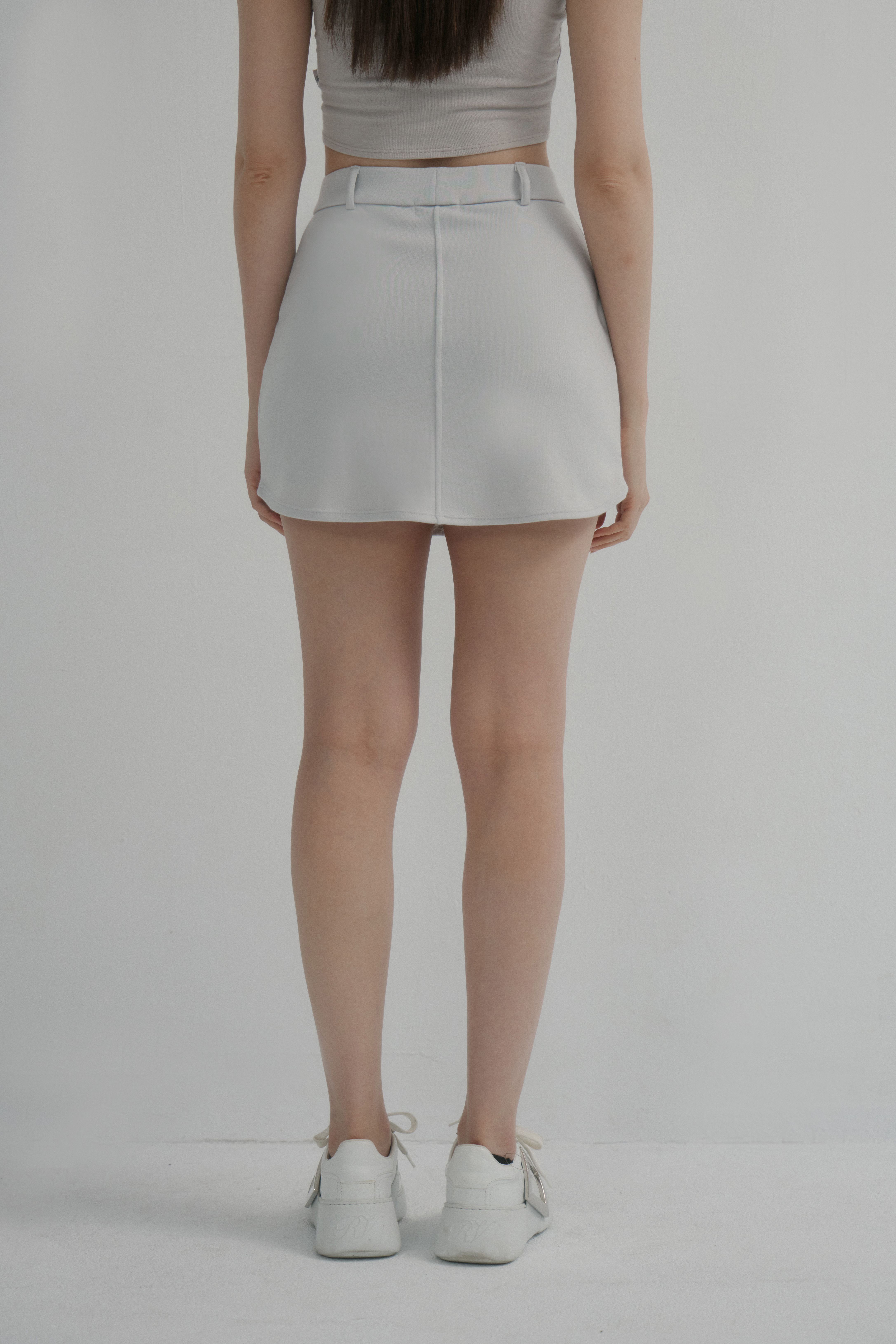 歐美西裝A字褲裙- 淺灰