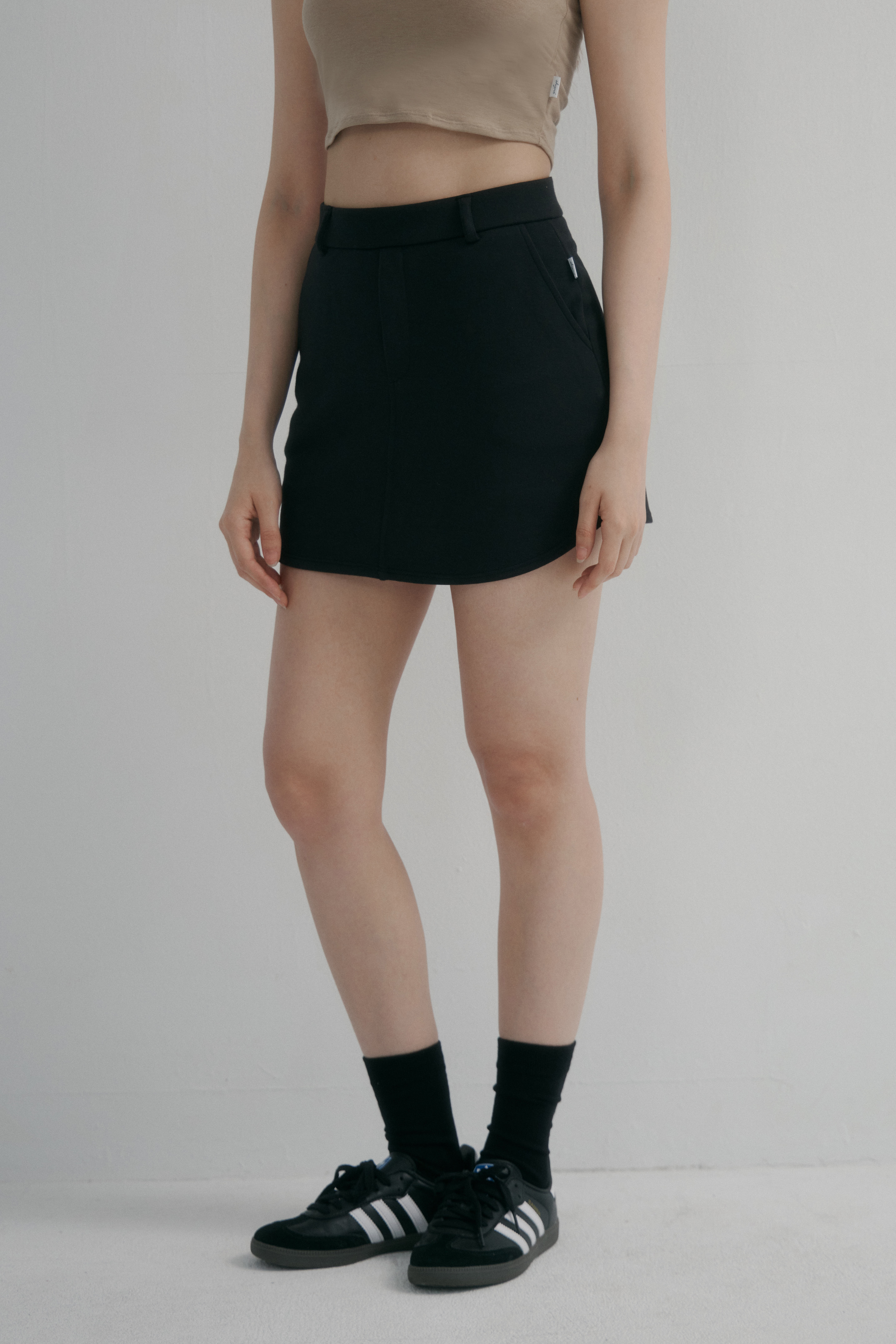 歐美西裝A字褲裙- 黑