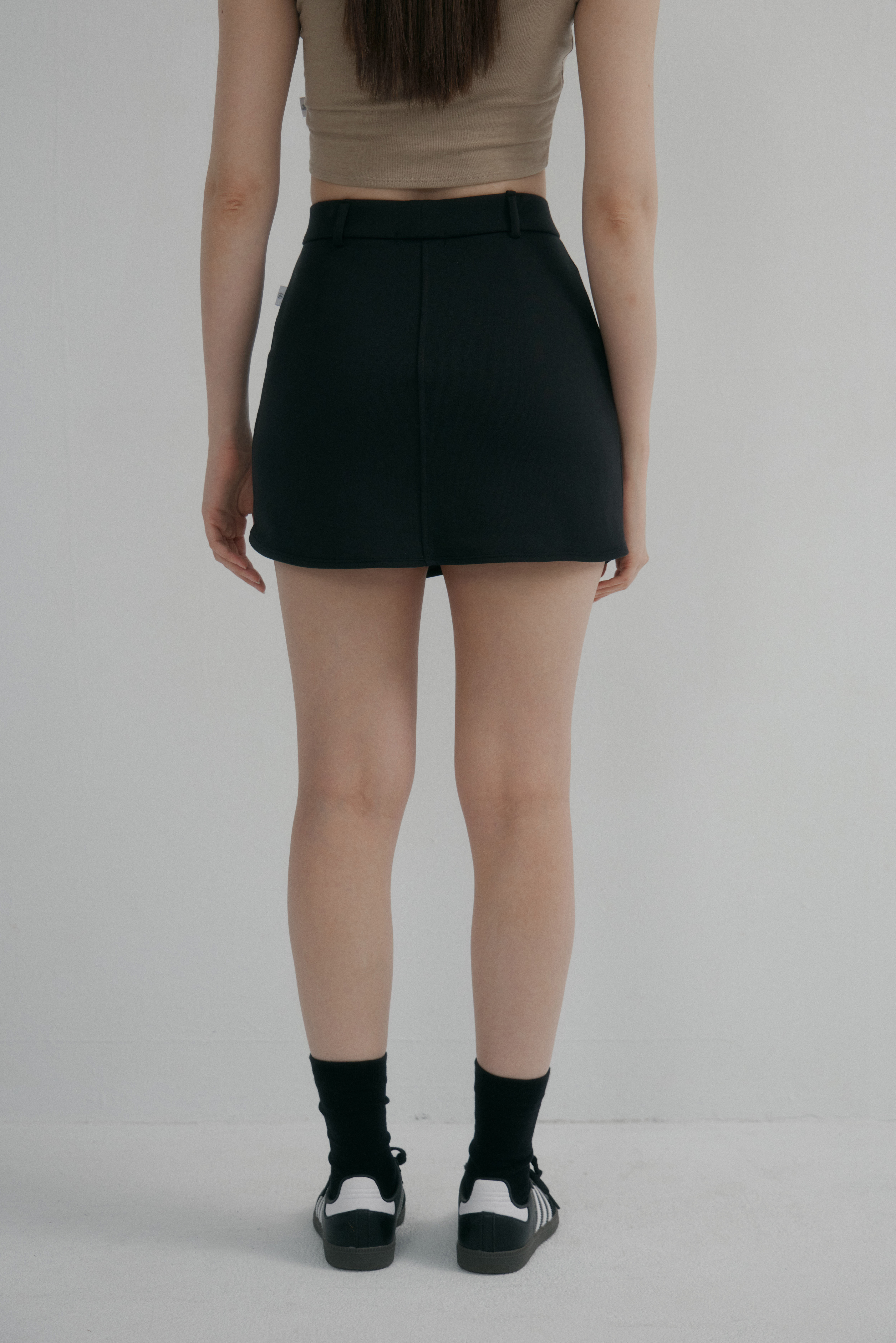 歐美西裝A字褲裙- 黑