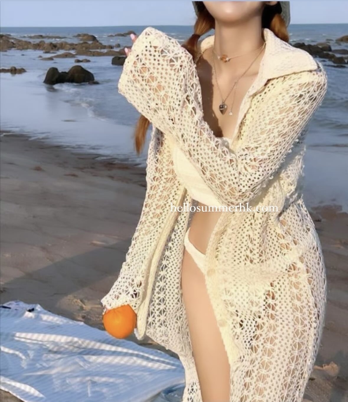 JAL011 米色渡假風長外套