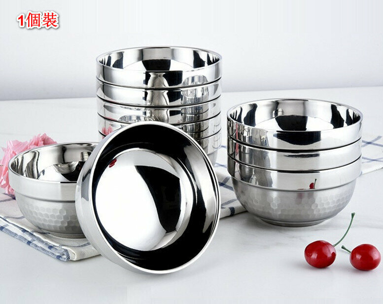熱推（1個裝）雙層防燙隔熱保溫SUS 304不銹鋼碗（18cm）