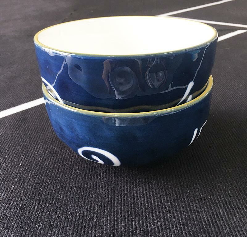 激抵【2件】簡約碗具 陶瓷飯碗（寬約15cm 高約7cm） 