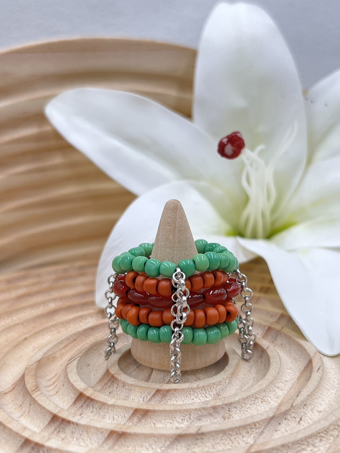 No.8傳統串珠戒指戒圍7cm