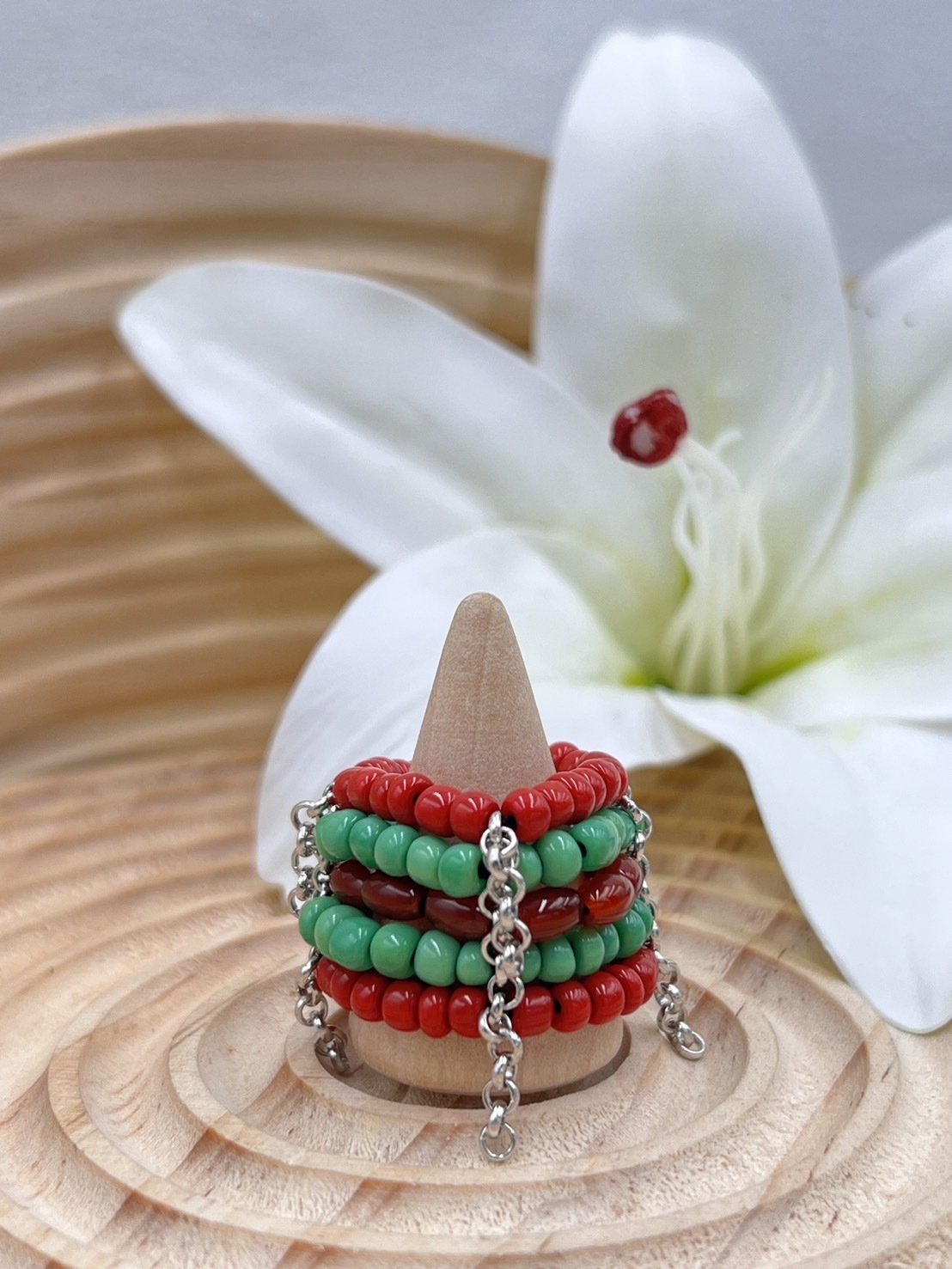 10傳統串珠戒指戒圍7cm