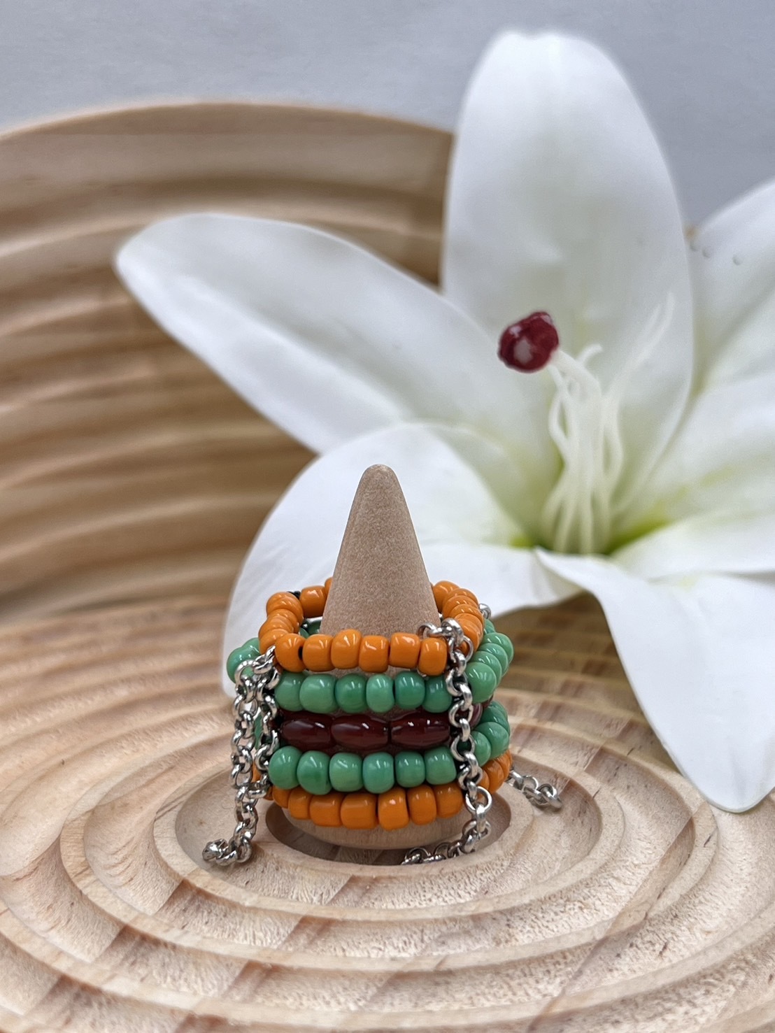 No.11傳統串珠戒指戒圍7cm