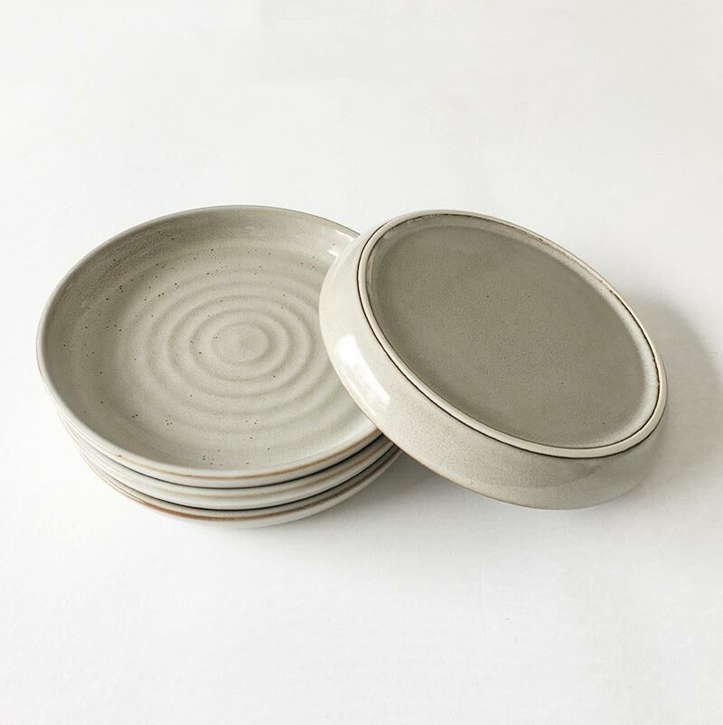 【4 pieces】Round ceramic plate, home dinner plate, ceramic plate (butterfly width about 19* height about 3cm)