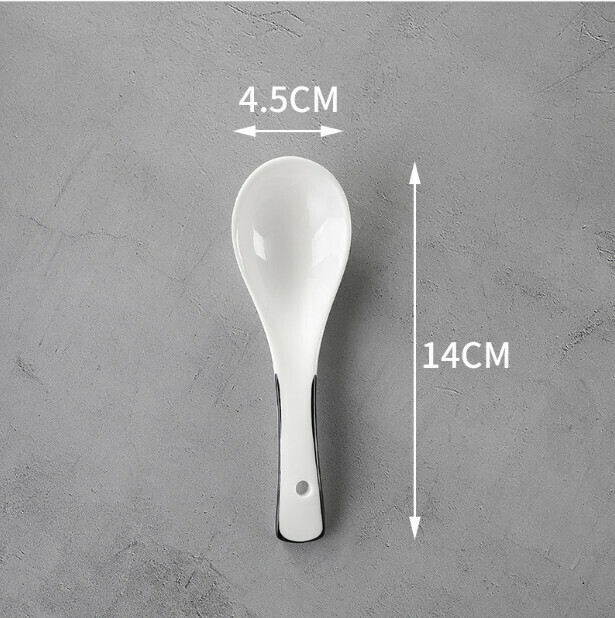 Scandinavian black-edged ceramic soup spoon spoon (semi-black-edged spoon)