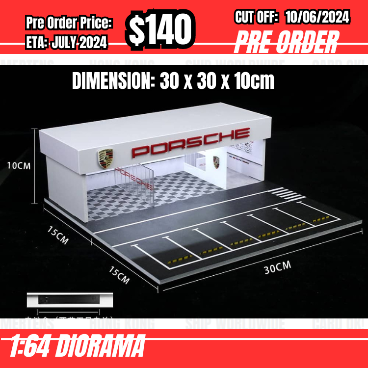 PO-$140 * Moreart * 1:64 Diorama - Modification shop Porsche (30 x 30 x 10cm) [OD01/06]