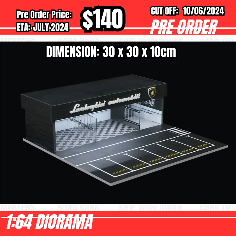 PO-$140 * Moreart * 1:64 Diorama - Modification shop Lamborghini (30 x 30 x 10cm) [OD01/06]