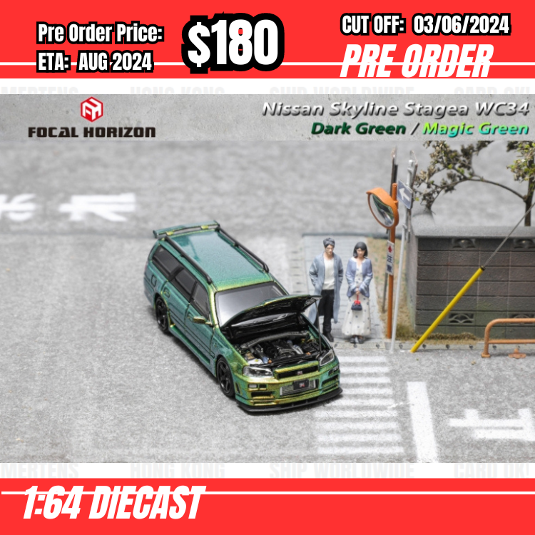 PO-$180 * FH * 1:64 Nissan Stagea WC34 Magic Green [OD01/06]