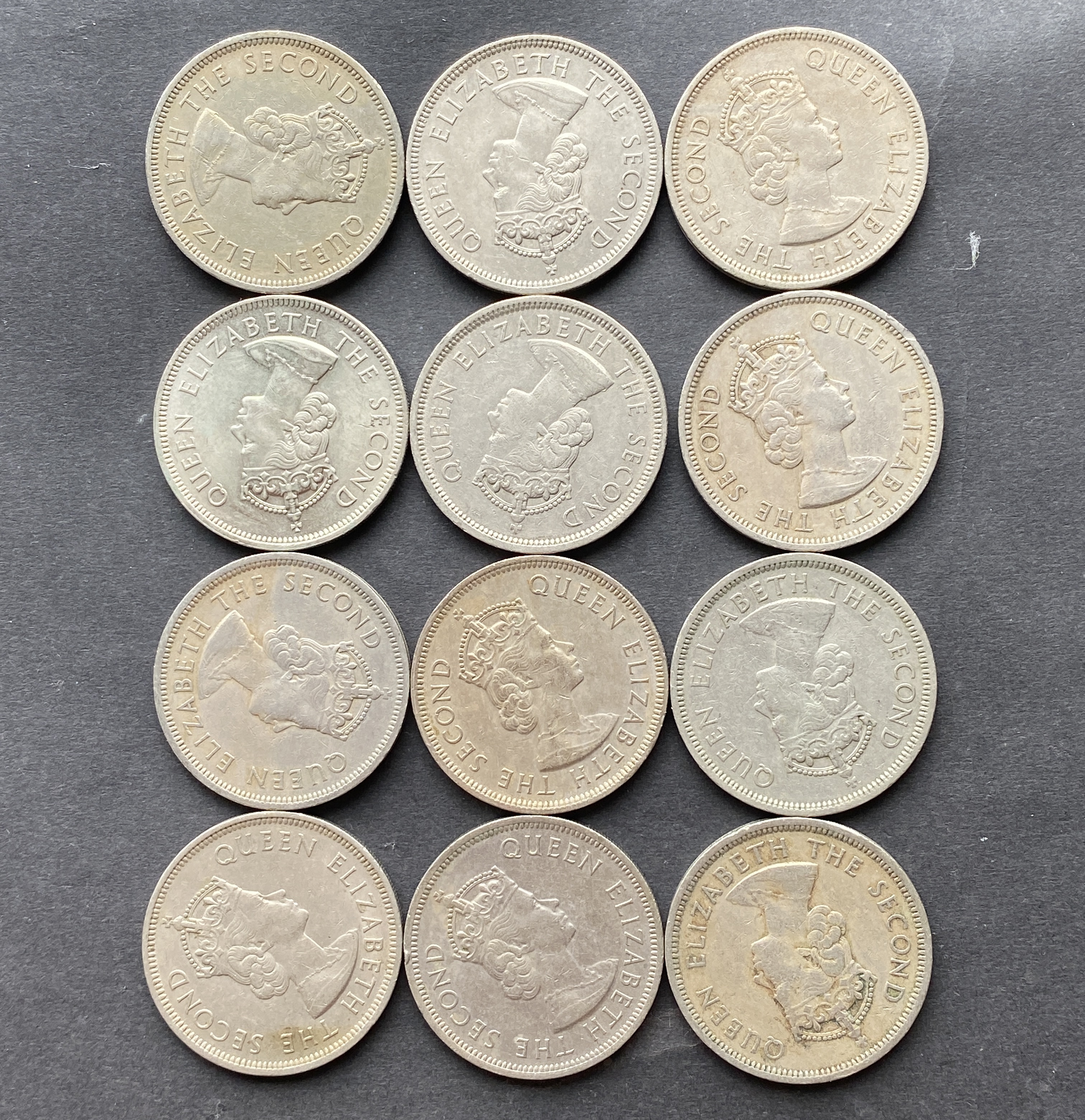 1960-1975 Hong Kong Queen Elizabeth II $1, total of 12 pieces