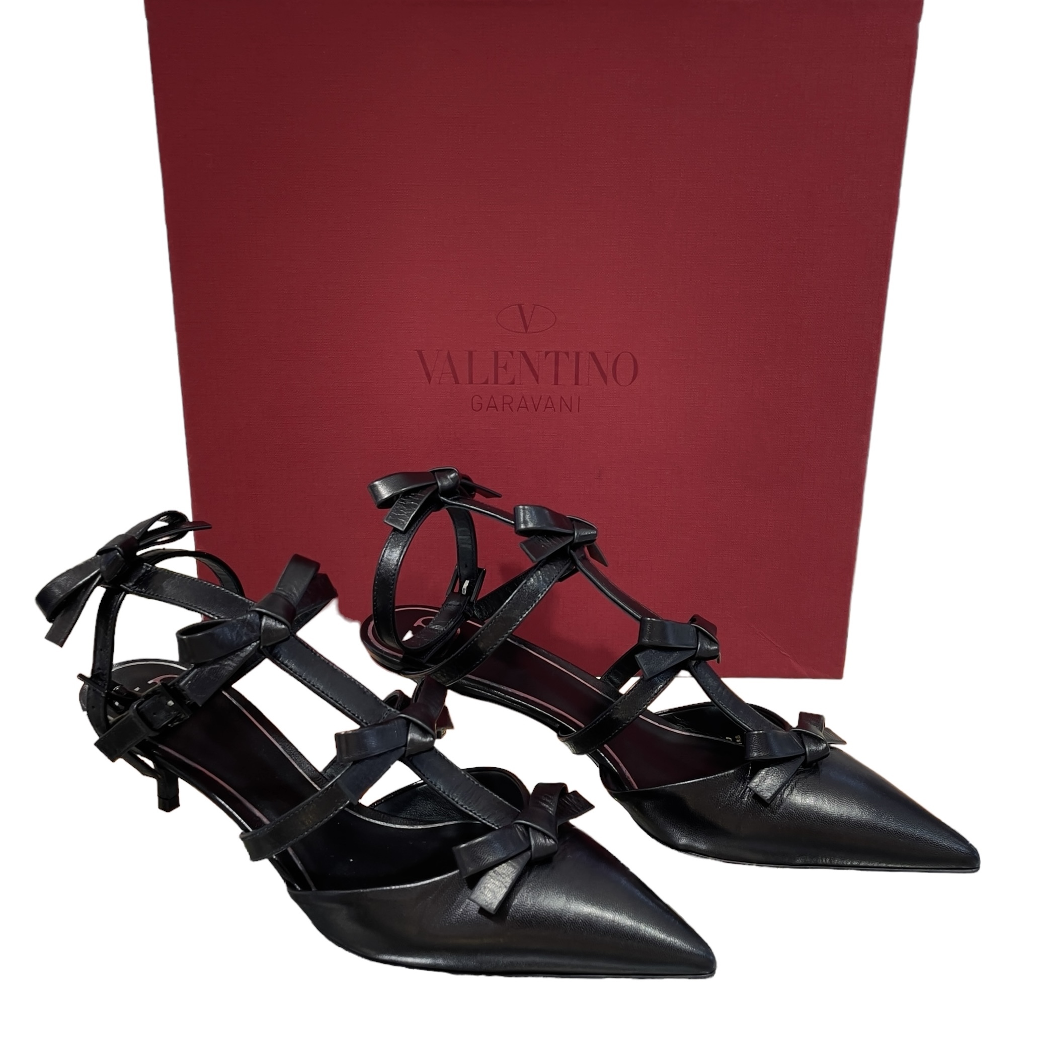 99%NEW 二手 VALENTIAN 高跟鞋 37碼 黑色羊皮 WWZSOCIB#香榭站正品