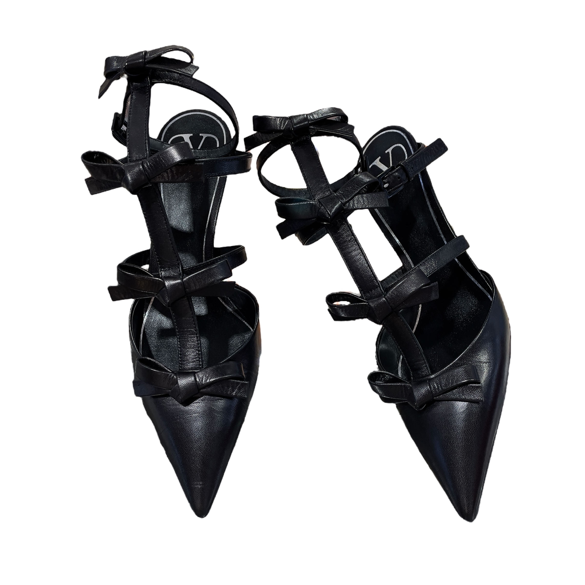 99%NEW 二手 VALENTIAN 高跟鞋 37碼 黑色羊皮 WWZSOCIB#香榭站正品