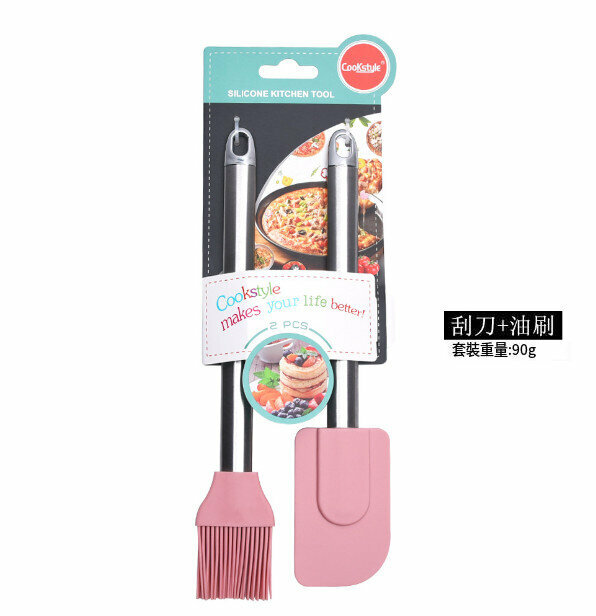 Double-tied card silicone squeegee oil brush set (oil brush + spatula)