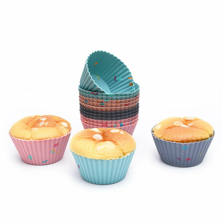 【Round Tart Cup/Random Color】Silicone Baking Tool Muffin Cupcake Cup 