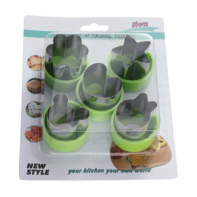 Stainless steel vegetable and fruit embossing mould (green printing mould 5-piece set of suction card)