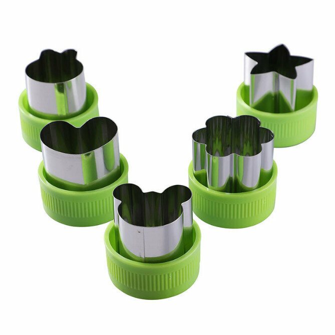 Stainless steel vegetable and fruit embossing mould (green printing mould 5-piece set of suction card)