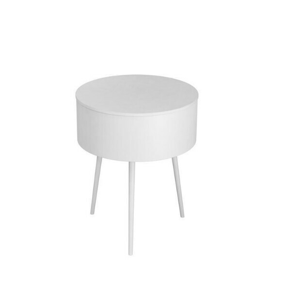 Hot iron mini bedside table (white) (size: diameter 40cm, height 50cm)