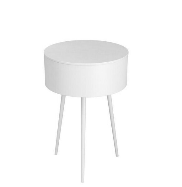 Hot iron mini bedside table (white) (size: diameter 40cm, height 60cm)