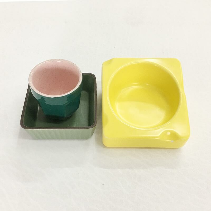 熱推【3件】簡約碗具 餐具容器（黃色尺寸約10cm 緑色蘸料碟寬約9cm  緑色小杯尺寸約5.5cm ）