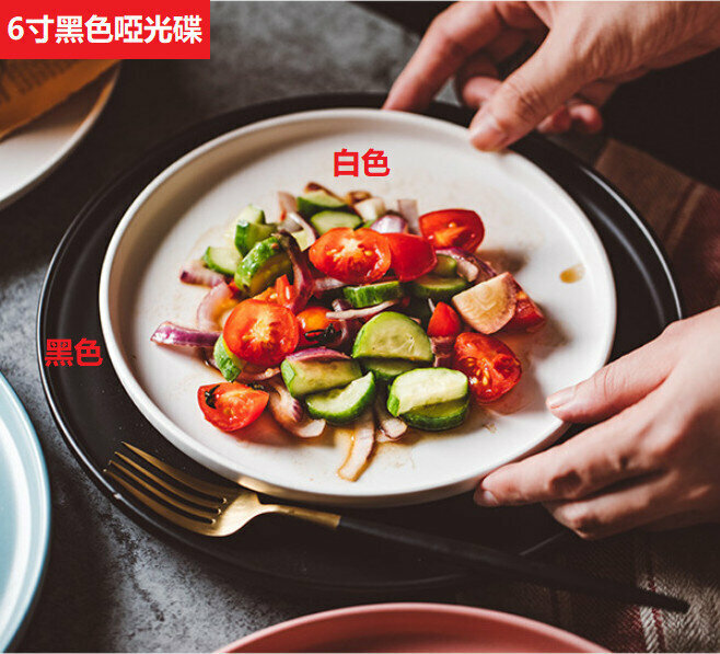 【6 inch single pack】(black matte) ceramic round dish 