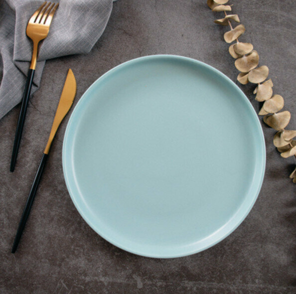Ceramic round dish【Blue Matte 8 inch】【Cutlery not included】