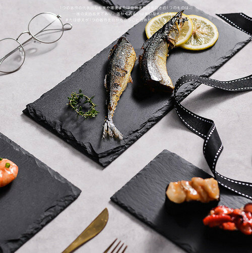 Rectangular Stone Plate [30*14cm] Steak Plate, Sushi Plate, Snack Plate, Dessert Plate, Western Plate 