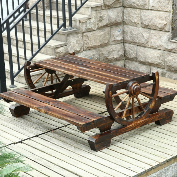 New fir solid wood furniture, outdoor furniture, retro table, dining table, computer table, wheel model [160x67x152cm]
