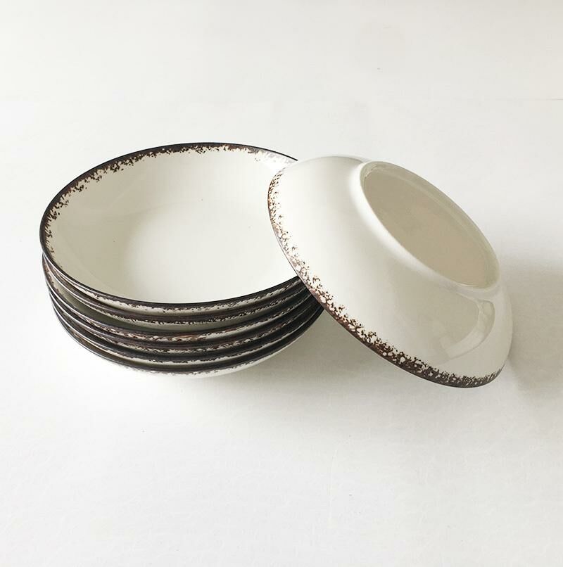 【7 pieces】Round ceramic plate, home dining plate, ceramic plate (butterfly width about 18* height about 4.5cm)