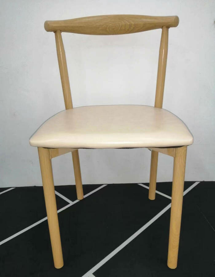 Hot Selling [Special Offer] Nordic Simple Horn Dining Chair, Office Chair, Study Chair (Wood Color + Beige [PU Style]) (There are slight flaws, please do not take pictures if you mind)
