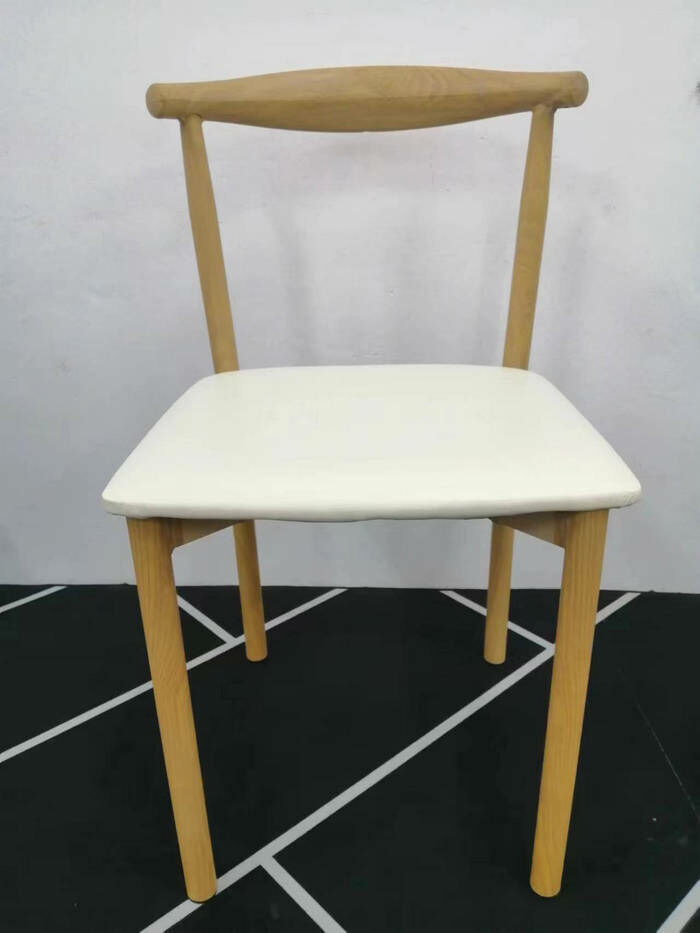Hot Selling [Special Offer] Nordic Simple Horn Dining Chair, Office Chair, Study Chair (Wood Color + White [PU Model]) (There are slight flaws, please do not take pictures if you mind)