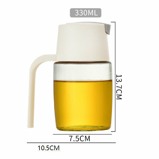 爆款【300ml/直把白色】自動開合玻璃鷹嘴油壺 家用防漏不掛油 