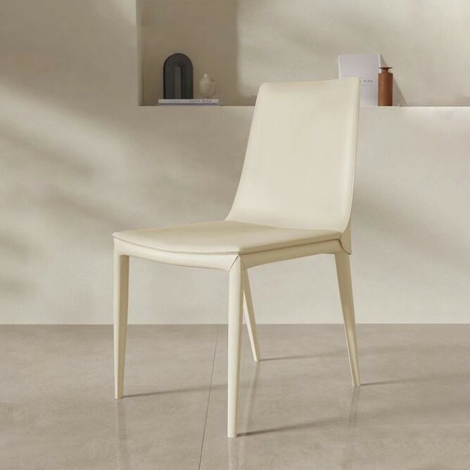 Hot Selling Cream Style Dining Chair Simple Style Chair Back Leather Saddle Leather (Beige)