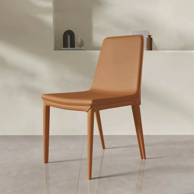 Hot Selling Cream Style Dining Chair Simple Style Chair Back Leather Saddle Leather (Orange)
