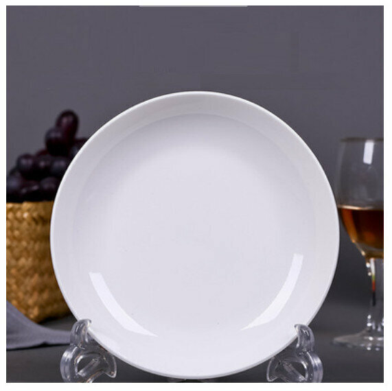 (Special item) [1 piece] Household ceramic dish plate (white - 8-inch round vegetable plate) [Defective person who minds should be cautious]