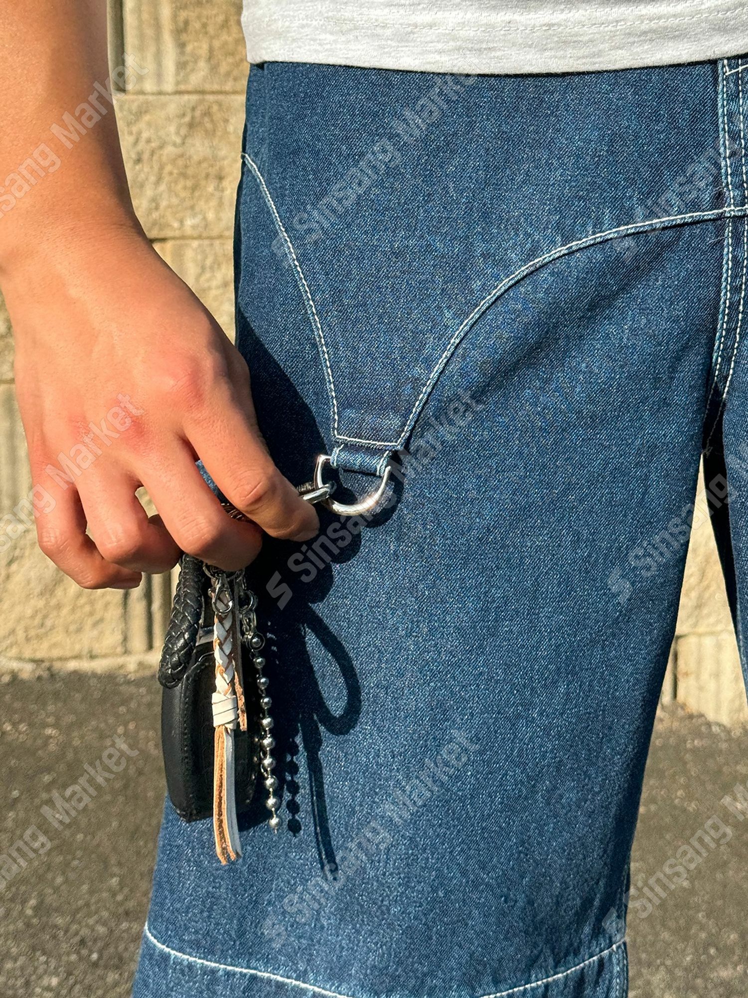 雙排西部D環牛仔短褲