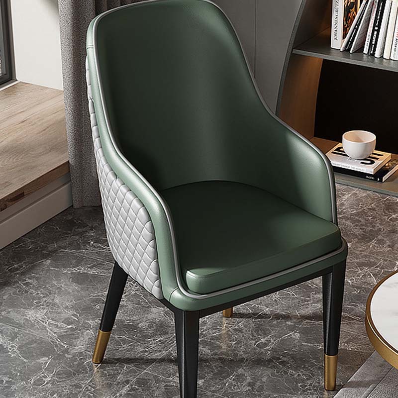 Popular modern upholstered dining chair living room luxury style chair metal legs (grey + green)