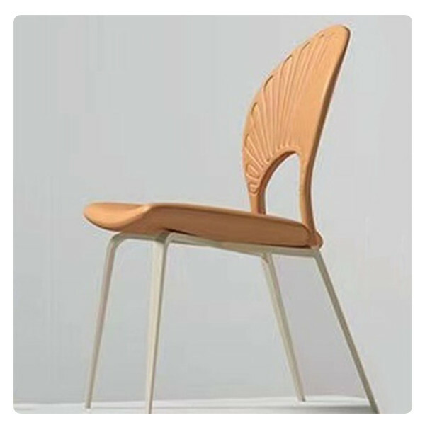 Popular modern upholstered dining chair, high-end durable chair for living room (orange brown)