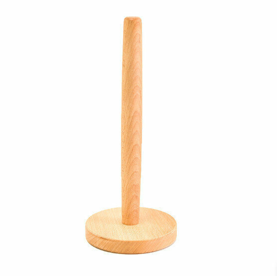新款[原木色圓底/31*13cm] 實木紙巾架 廚房紙架 懶人抹布架 廚房櫸木捲紙架 木紙巾架 立式捲紙架 紙巾座 實用紙巾木架 