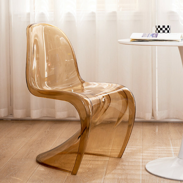 Popular creative acrylic crystal chair creative transparent plastic dining chair (amber)